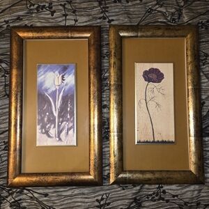 Elegant Floral Wall Decor Set with Gold Frames